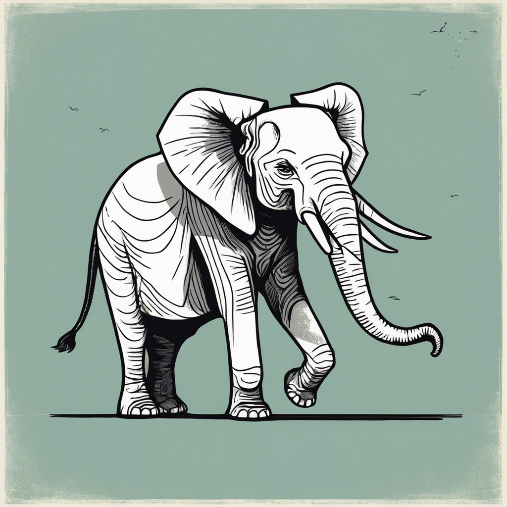 elephant, illustration in the style of Matt Blease, illustration, flat, simple, vector