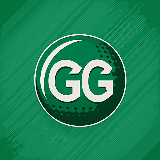 a emblem for a golf ball company, letters g and c, green background, simple, minimalist, vector