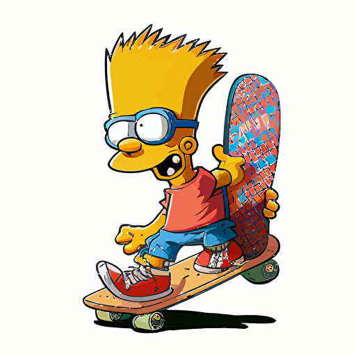Bart simpson with his skateboard cartoon vector illustration