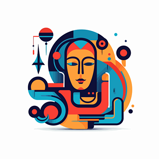 abstract interpretation of selling art, flat vector icon, commercial logo