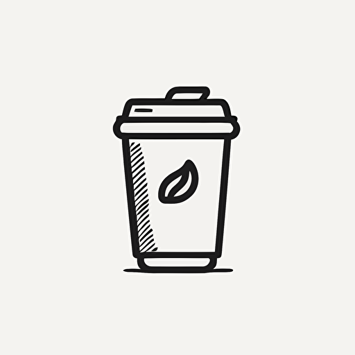 simplistic black line drawn 2d vector coffee cup icon