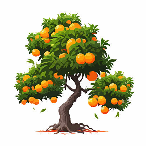 draw mandarin tree in vector