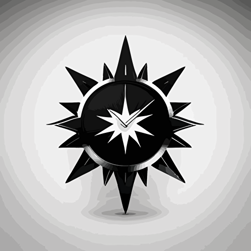 abstract star based logo for a watch brand in black and white and simple modern and elegant vector style