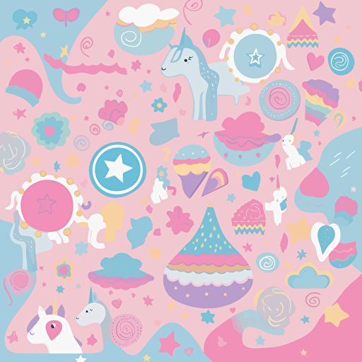 children room, unicorn,design vector texture, kawaii, pink, azure color, HD, multicolor 6144x6144