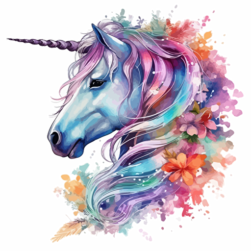 beautiful waterolor design of unicorn and rainbow, vector