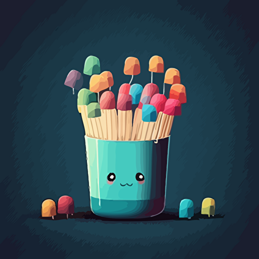 cute vector of matches that have eventually burnt out. colour.