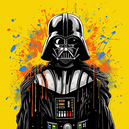 Darth Vader in yellow doodle vector ilustration