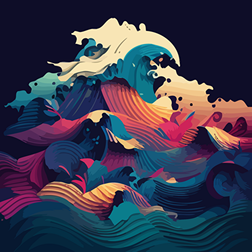 sea waves, vector illustration, art, design, gradient