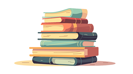 a pile of books, simple flat design, vector illustration, isolated elements, simple white background