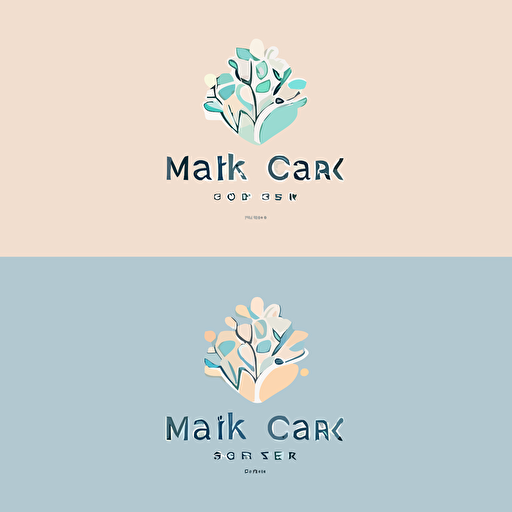 Design a sleek and modern logo for a healthcare business using a vector medium. The style should be minimalistic, reminiscent of Apple's design language. Utilize a soft and natural lighting to emphasize the clean and professional aesthetic. Employ a color palette that includes soothing and calming tones, such as pastel blues and greens. Capture the composition using a Canon EOS R5 with a 24-70mm f/2.8 lens, opting for a medium close-up shot with a centered subject.