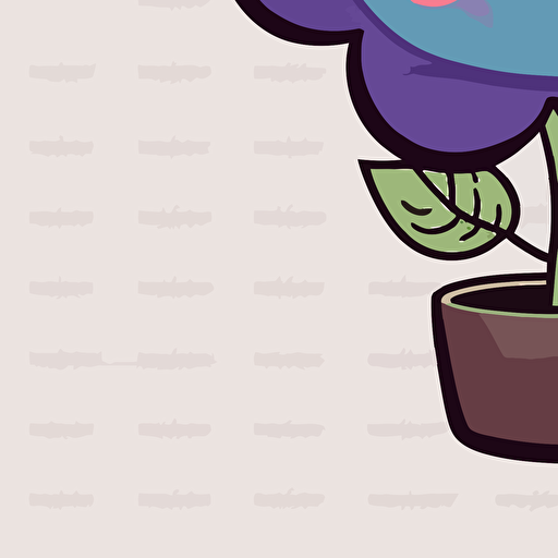 cute purple flower kawaii style, vector clipart