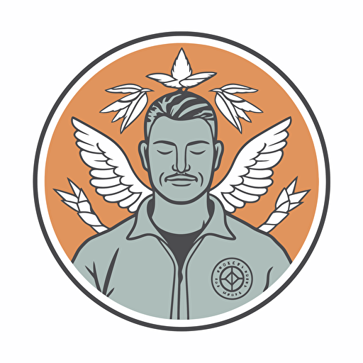 a emblem design for a trades business, contented tradie, clean, mindful mental health, vector