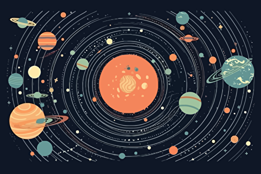 the universe as a cartoon, vector art, flat colors, pastel colors, minimalistic,