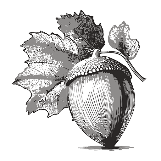 a black and white line vector of an acorn