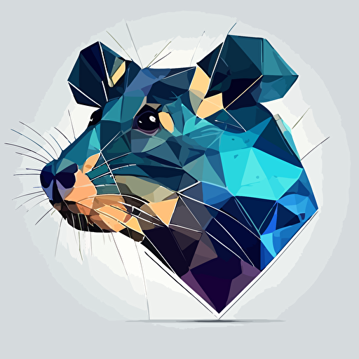 vector style minimalistic color schemes of a faceted rat head resembling a heart