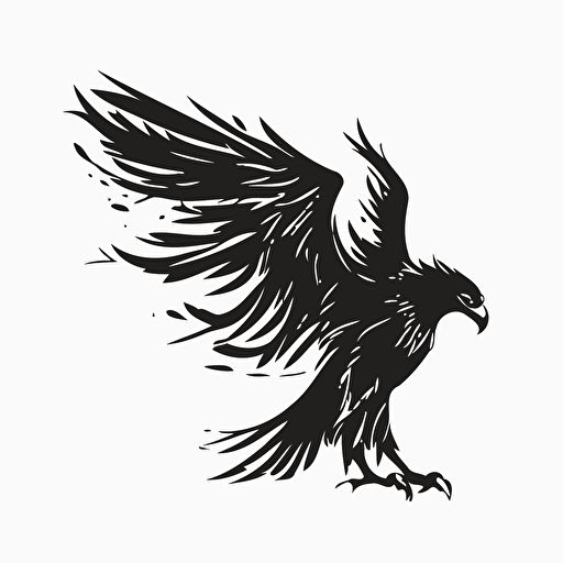 simple, modern iconic logo of eagle side profile with wings spread upwards black vector on white background