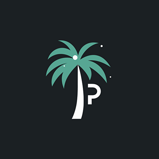 logo of the letter P but its also a palmetto palm stree, vector style art, minimal, by Steff Geissbuhler