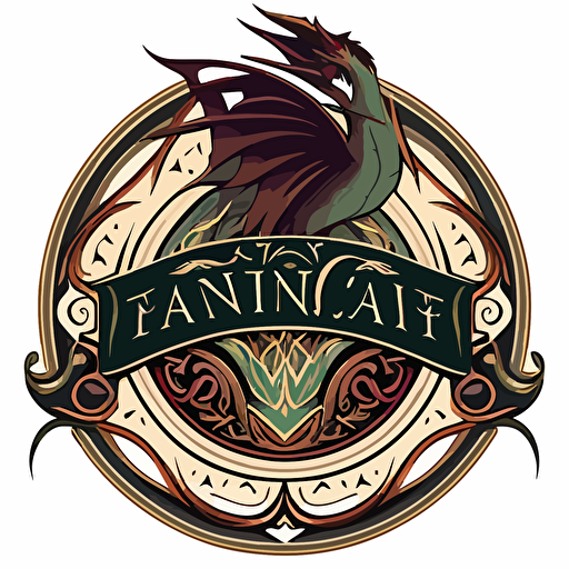 logo for a fantasy table top games, vector, plain white background, art noveau