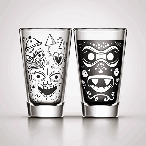 blackk and white funny vector design illustrotion for shot glasses v5.1