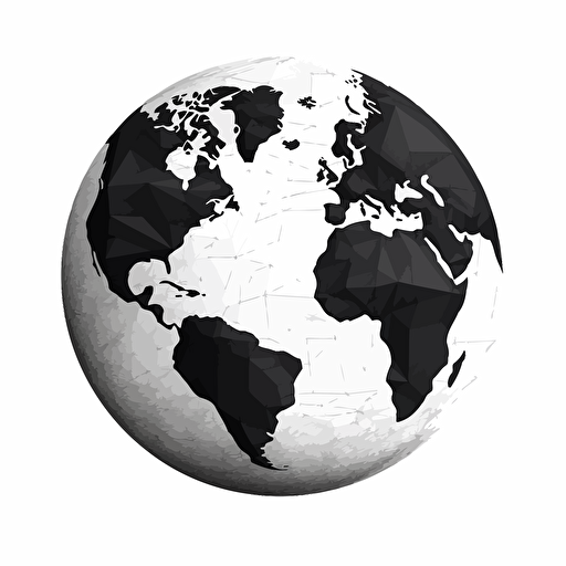 vector, globe, map monde, minimalist, black and white