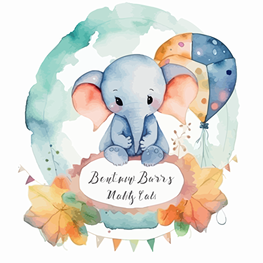 baby shower invitation, watercolor, vector