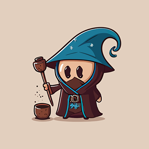 vector art, cartoon style coffee bean as wizard with wand and robe v5 ar 16:9