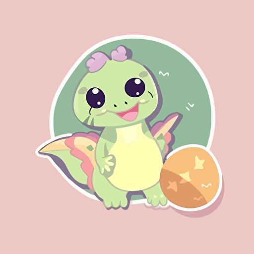 Easter themed dinosaur, sticker, super cute, 2d, vector, flat