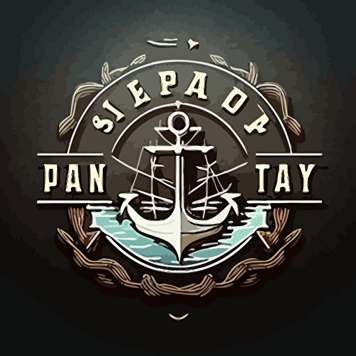 design clear logo for port with anchor and fish and ship, vector, simple, ultradetailed