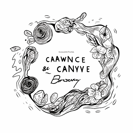 a vector black and white line drawing logo for a baking company. Baked Change: Savor my consciously crafted confections and know that you’re collaborating on a recipe for positive change. You may even feel the calm baked into each bite! Indulge with purpose. Bake Change! a vector black and white ink line drawing minimalist logo style. white background