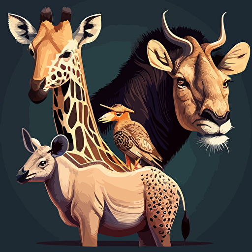 2D vector art. Safari animals