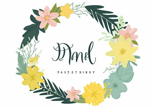 Flower and botanical oval wreath, name, logo, vector flat, PNG, SVG, vector illustration