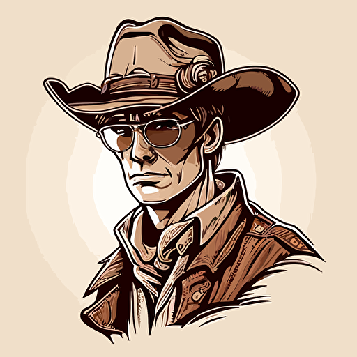 Cowboy with glasses doodle vector ilustration