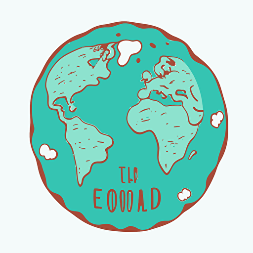 love on the earth, no background, tiffany blue, vector, log, flat, simple, bisco smith