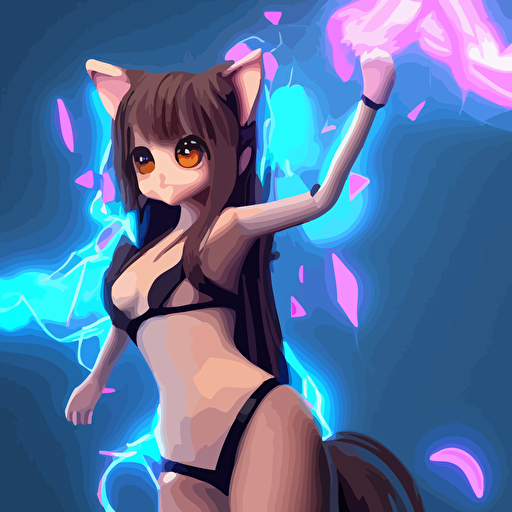 render beautiful 3d cat girl anime style body long braided hair hazel eyes round face short smile cinematic lightning medium shot mid shot highly detailed trending artstation unreal engine 4k cinematic wallpaper