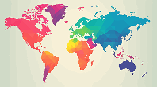 vector, minimalist, world map, robinson projection, colourful
