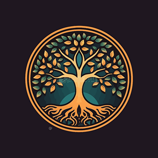 tree of life, flat vector icon, commercial logo