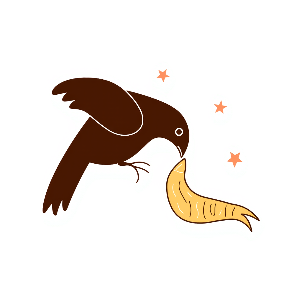 a bird eating a worm