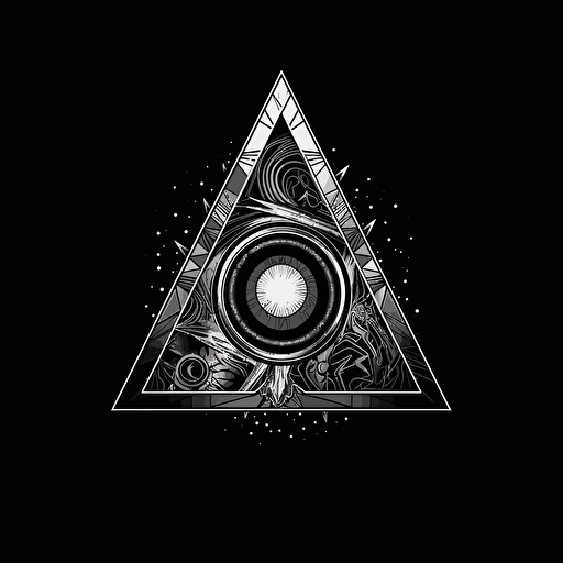 eye in an equilateral triangle the sign of the Illuminat, vector image, minimalism, black and white colors