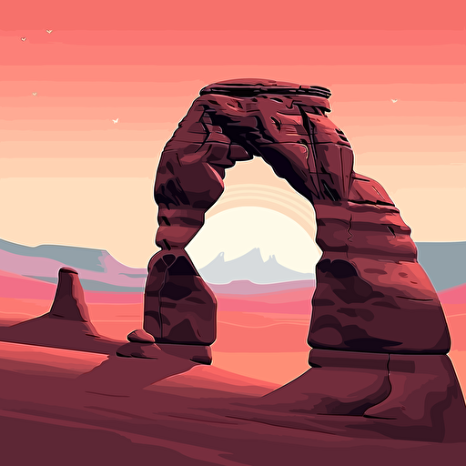 Delicate Arch Moab, 2d vector, flat design, minimalism. rgb, gradient