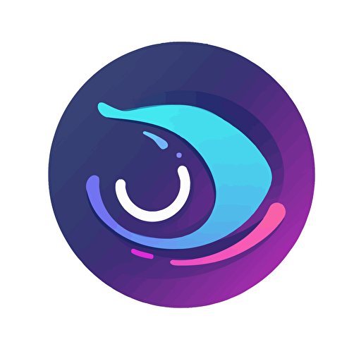flat vector logo of circle, blue purple gradient, simple minimal, in the circle draw an flat genie editing a webpage on a pc