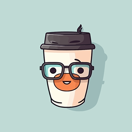 sticker design, super cute pixar cup of coffee, minimalist, vector