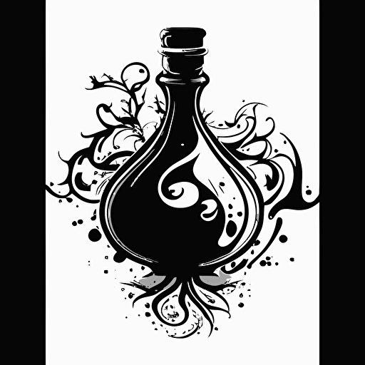 white and black vector illustration of a magic potion