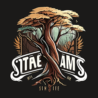 design me a logo for a streetwear brand that bridges the gap between streetwear and trail wear , vector art, smooth strokes, incorporate the Elements of nature into the color palette, use tree Elements, map elements, and nature elements to create visually appealing , eye catching logo