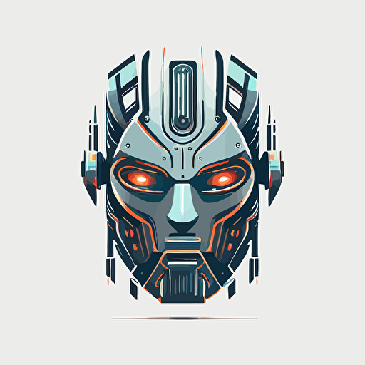 vector tech company logo of front face of a futuristic robot face looking forward but very simple and minimalistic hyper minimalistic and professional