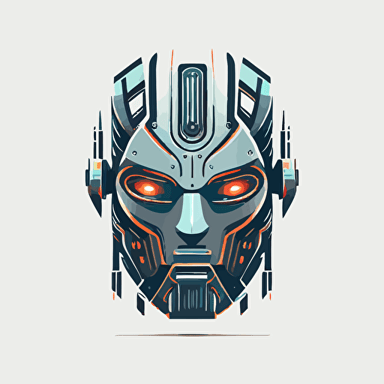 vector tech company logo of front face of a futuristic robot face looking forward but very simple and minimalistic hyper minimalistic and professional