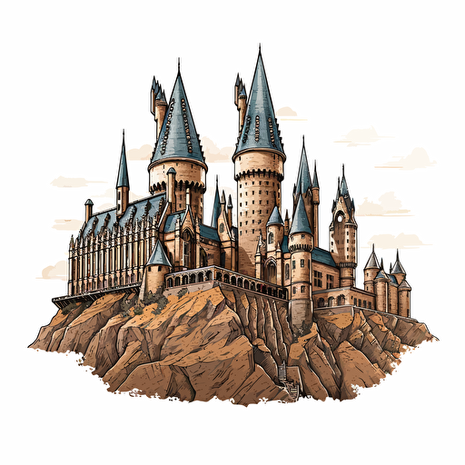 vector drawing of Hogwarts Castle