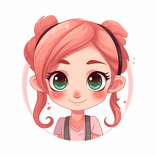 cute girl animed vector logo, no background
