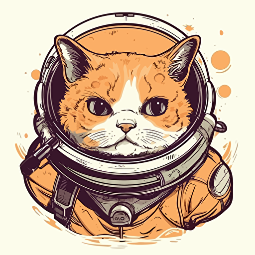 vector illustration of funny cat with a space helmet on his head