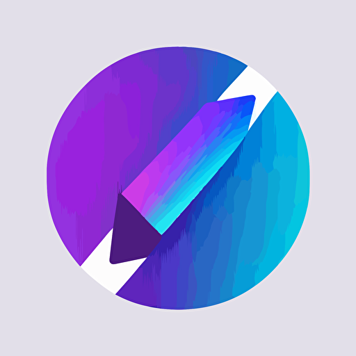 flat vector logo of circle with an arrow on it, blue purple gradient, simple minimal, by Ivan Chermayeff