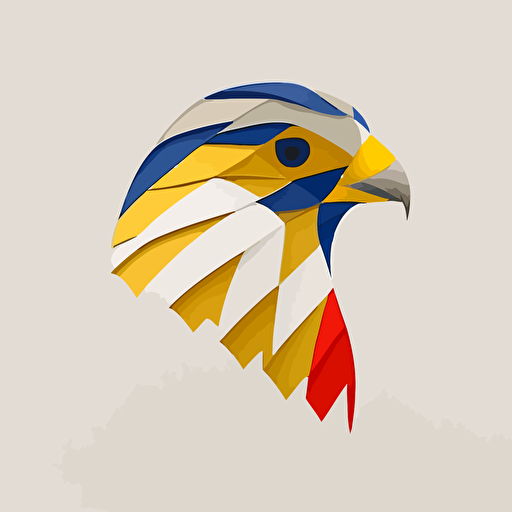 a flat vector of logo of a Swedish falcon head, minimal, by Piet Mondrian